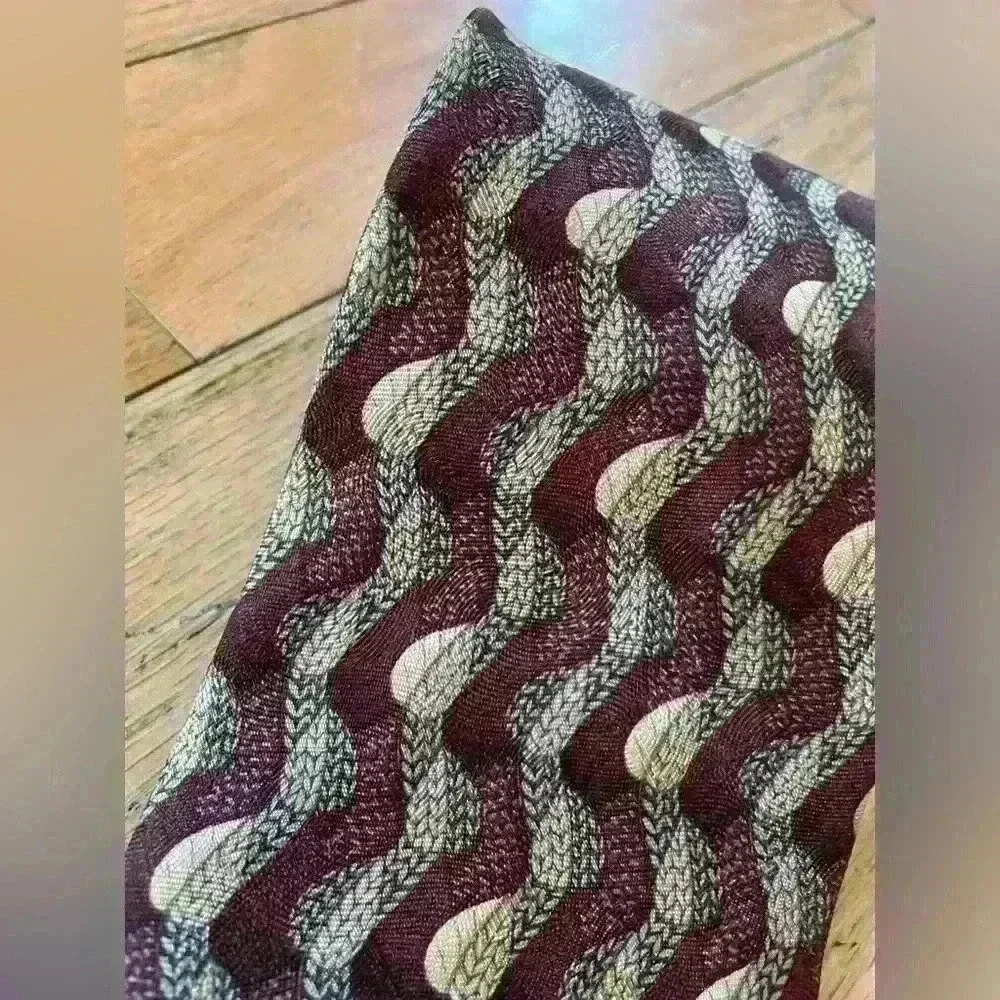 Ermenegildo Zegna Men's Silk Necktie Purple/Tan Abstract Geometric Made In Italy